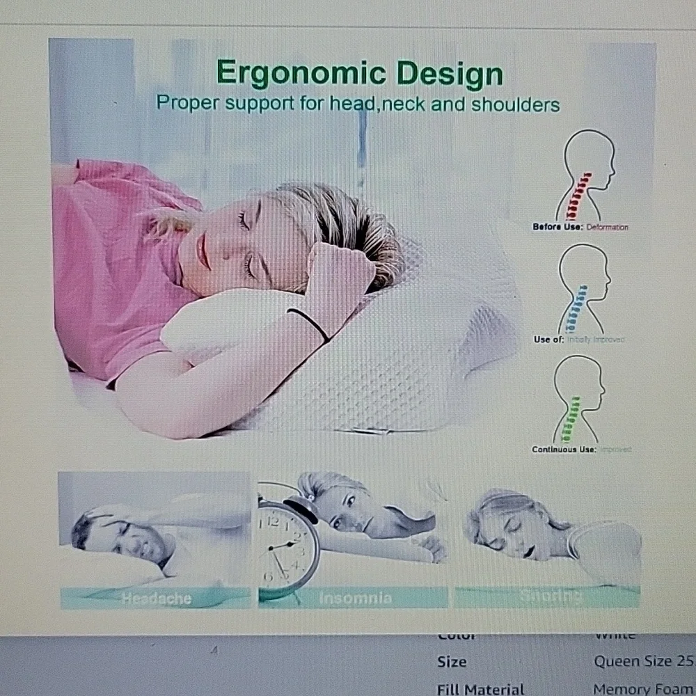 Elviros Cervical Memory Foam Pillow Contour Pillows Neck Shoulder Pain QUEEN NEW